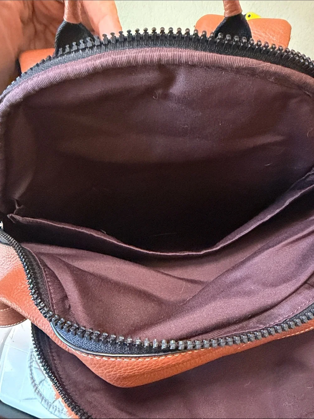 Coach Rust Orange Leather-Trim Sherpa Backpack